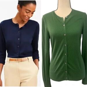 Bundle of 2 Ann Taylor Casual Basic Cardigan Sweaters in Green & Navy Blue in XL